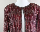 Wine color vintage beaded and sequin jacket- gorgeous GATSBY style