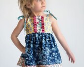 Spring - Baby Girl Maggie. Floresta Blue Lotus. Cotton VOILE 6-12m, 12-18m 18-24m