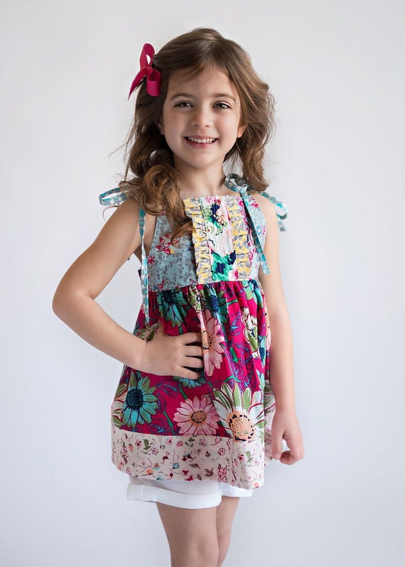Spring - Maggie. Girls Tie Tank Top. Meadow Fragrant Joie