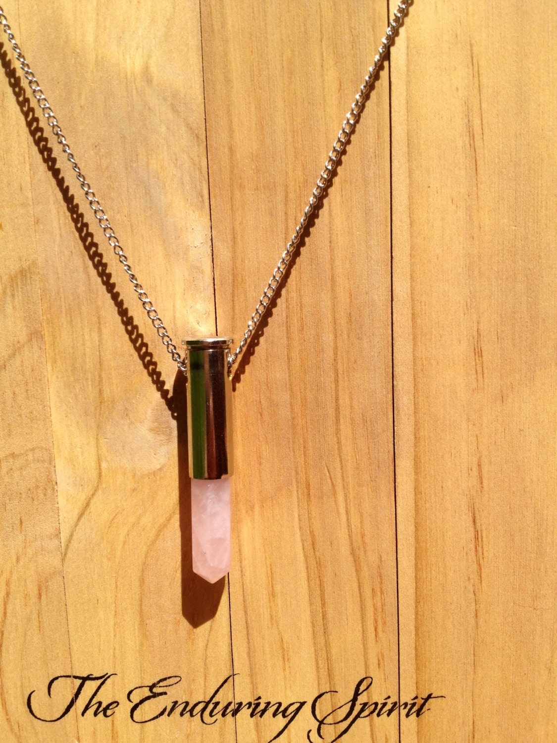 Silver Rose Quartz Bullet Point Necklace