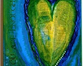 Blue Heart Original Mixed-Media Painting You Are Enough