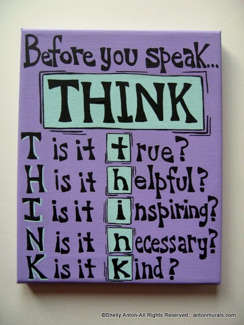 Classroom Sign Before you speak THINK for School Teacher