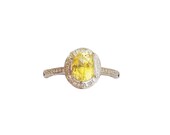 Diamond gold ring, 1.3 carats yellow sapphire white gold, Payment Plan is available. P-077-YS