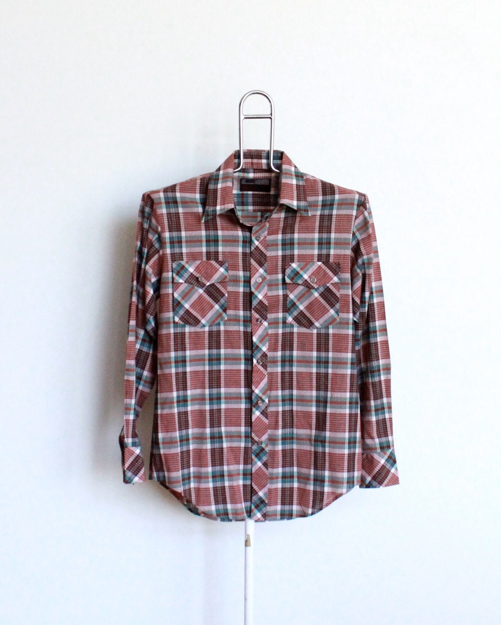 SALE / / / Vintage Plaid Western Shirt Mens size Medium Unisex Womens VIP