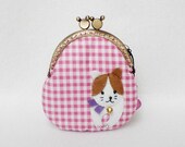 Lovely Puppy Pink Coin Purse, Metal Frame Purse, Jewelry Case