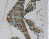 Whimsical Sea Horse Original Water Color Painting approx. 5 x 13 inches - Coastal - Beach Art - Condo Decor Ocean