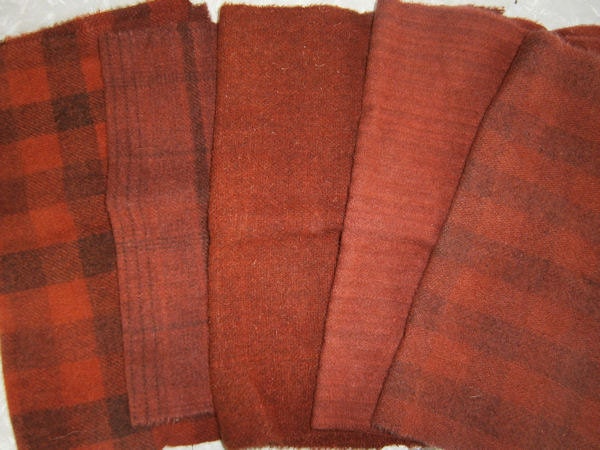 Hand Dyed Wool Fabric for Rug Hooking and Appliqué 5 Eighths Bundle REDS