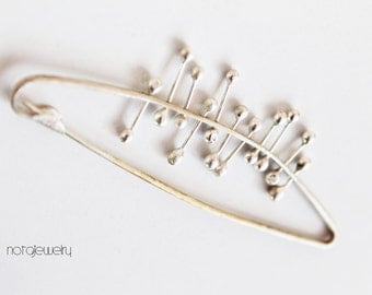 White sweater pin - Modern sterling silver jewelry - Unique silver pin - Contemporary jewelry