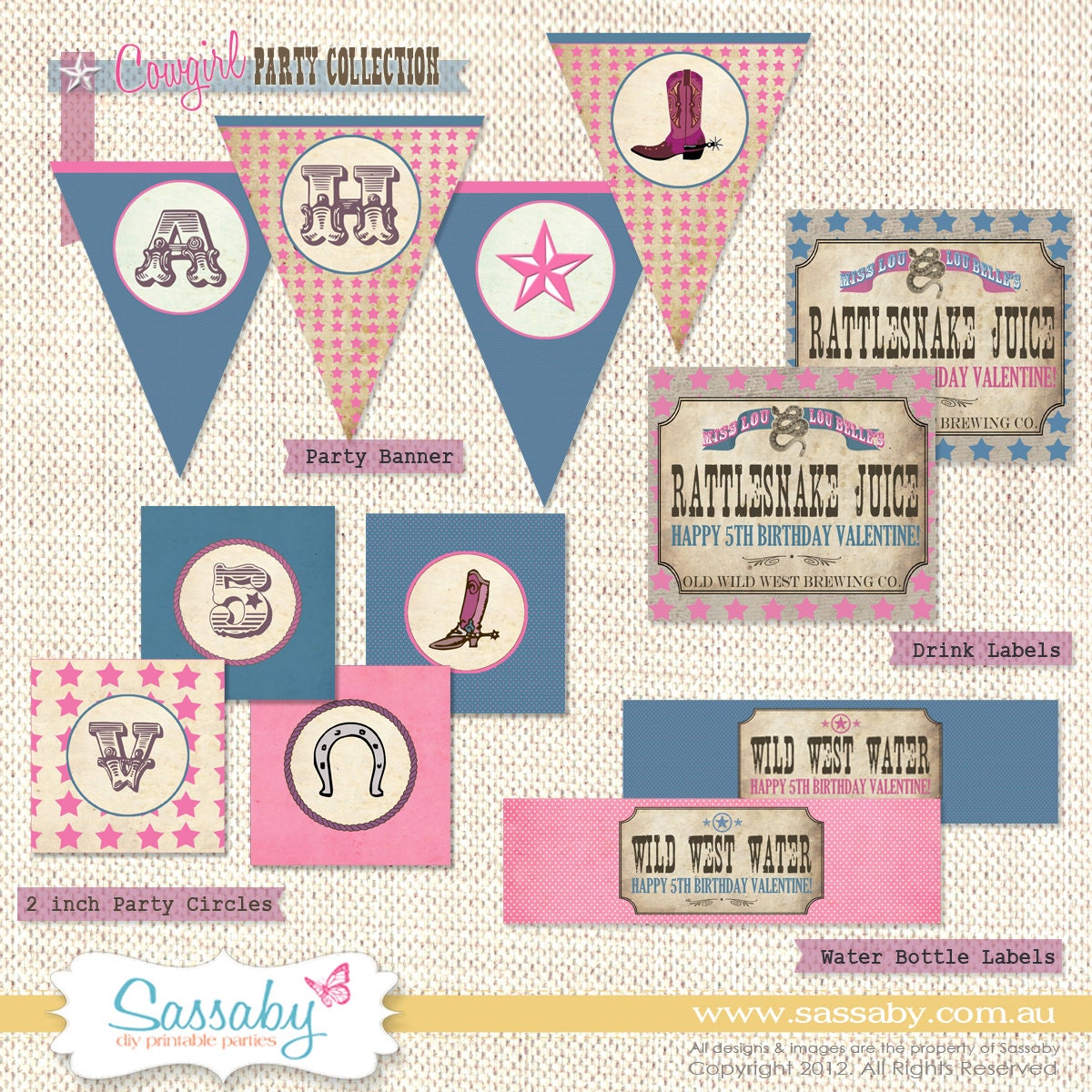Cowgirl Party Collection - Girls Birthday Party - DIY PRINTABLE FILES by Sassaby Il_570xn