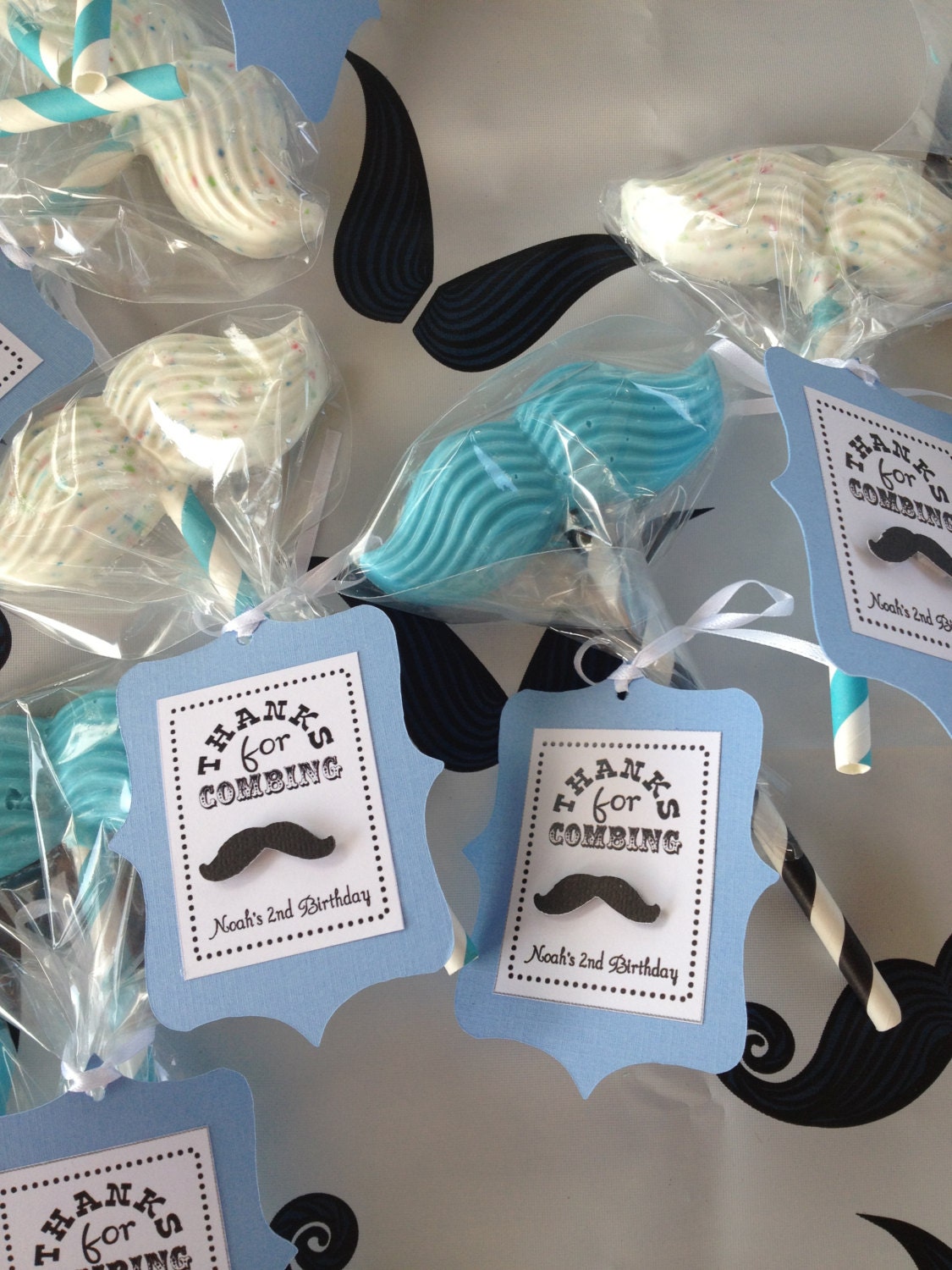 Little Man Mustache Birthday Party - Favor Tags - Baby Blue - Red - Black and White Il_570xn