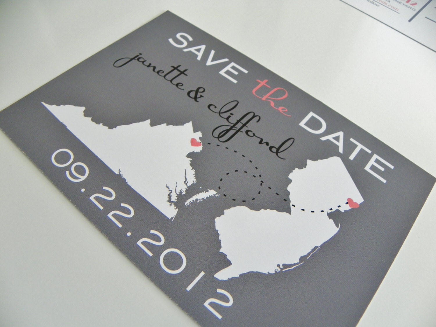 Modern State Save the Date Postcards Invitation Engagement Notice Wedding Map Set of 48