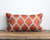 Aya lumbar pillow cover hand printed in metallic copper on greige organic hemp 12x21
