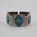 Vintage Faux Turquoise Stone Silver Link Bracelet