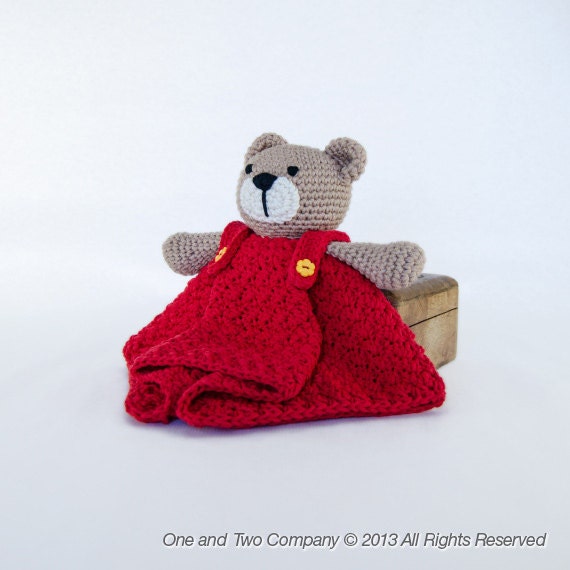 Instant Download - PDF Crochet Pattern - Teddy Bear Security Blanket  - Text instructions and SYMBOL Chart instructions