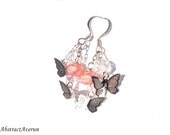 Butterfly Earrings - Butterflies -Soft Pink Czech Glass Beads - Charm, Dangle Earrings - Summer Earrings