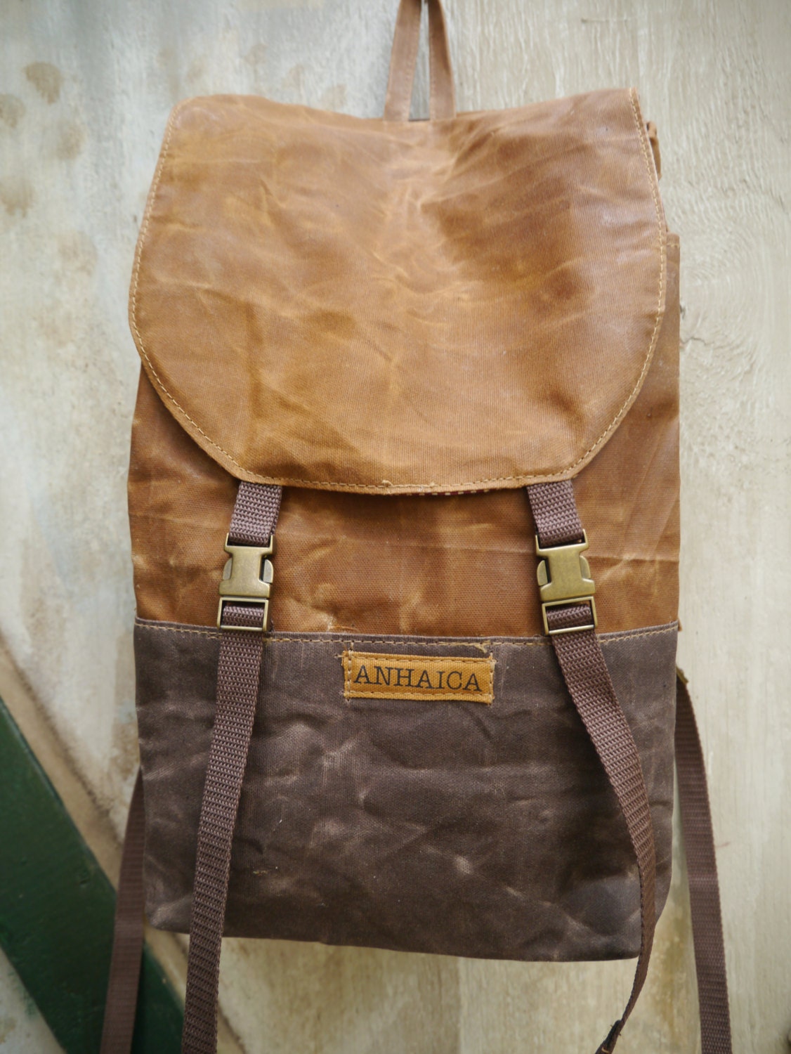 Waxed Canvas Backpack, Brown Weekender Bag