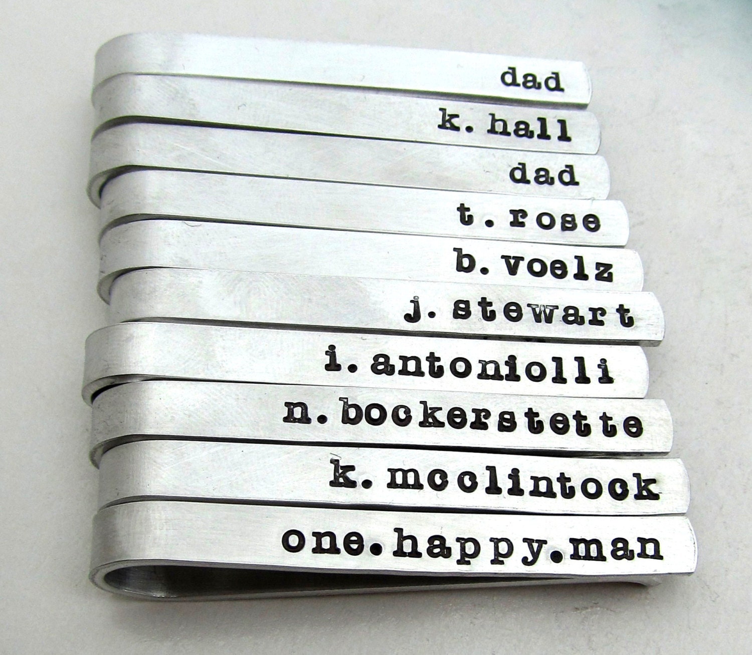 Personalized Tie Clips (set of 10) - Hand Stamped Groomsmen Gift Set - Personalized Wedding Party Gifts - Gift for Groomsmen Groom (001)
