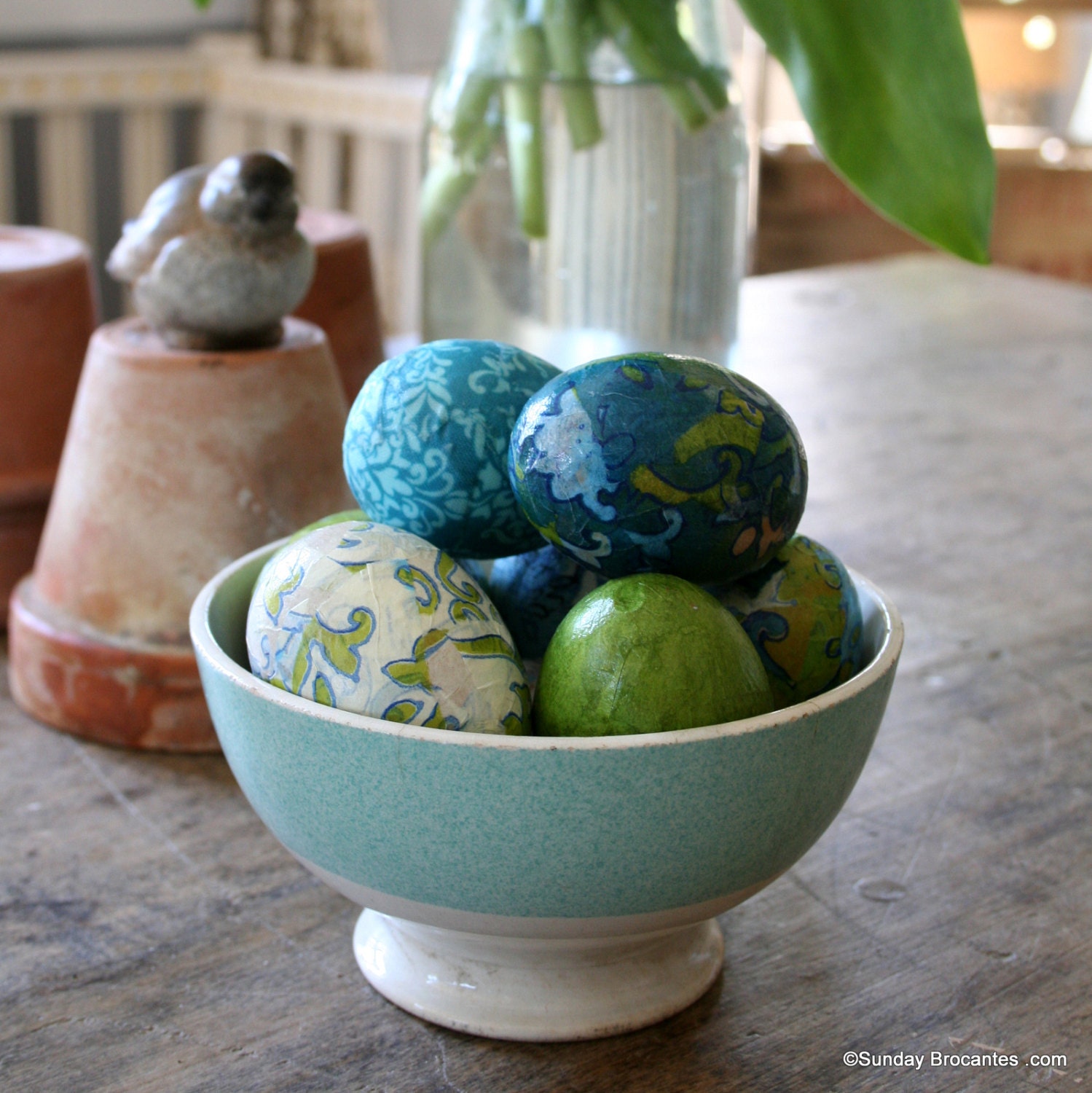 French Café au Lait Bowl Spring Blue