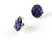 Lapis stud earrings sterling silver studs gemstone lazuli