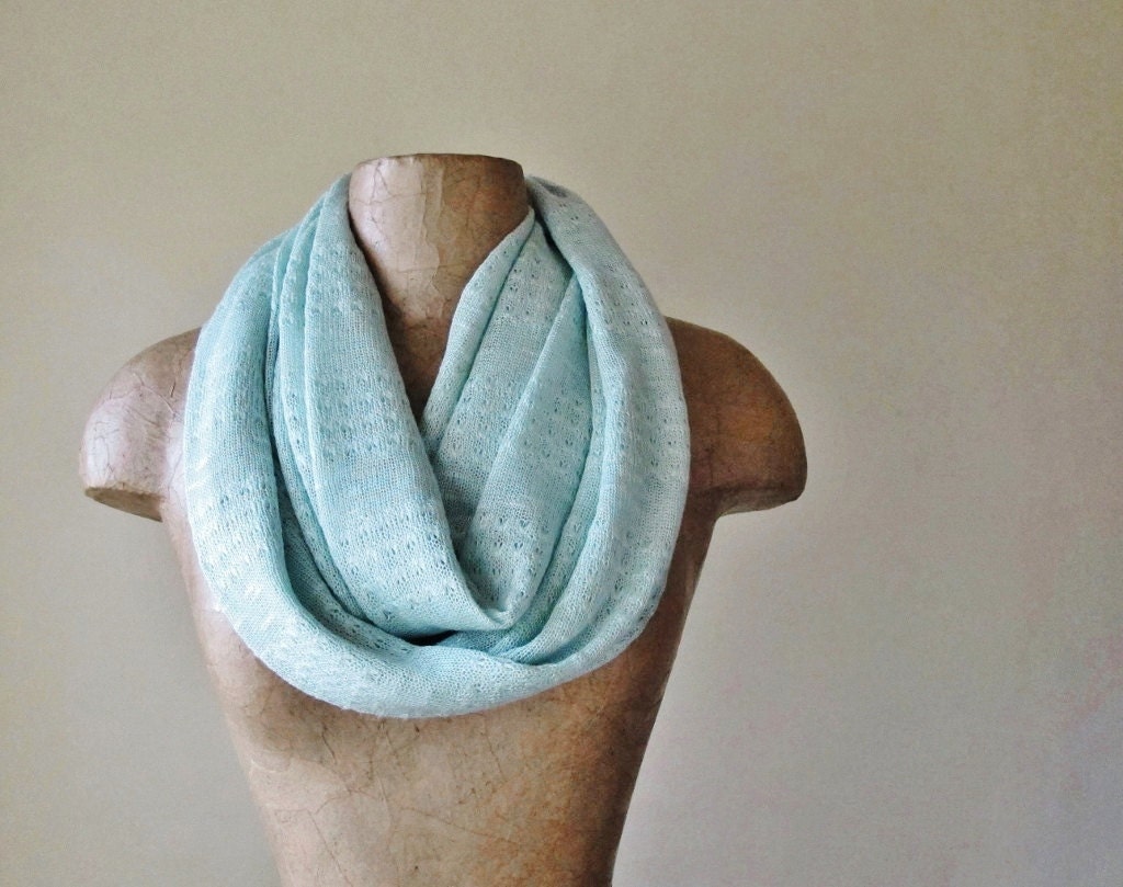 Mint Infinity Scarf - Lightweight Sweater Knit Circle Scarf - Pale Mint Green Scarf - Spring Summer Loop Scarf