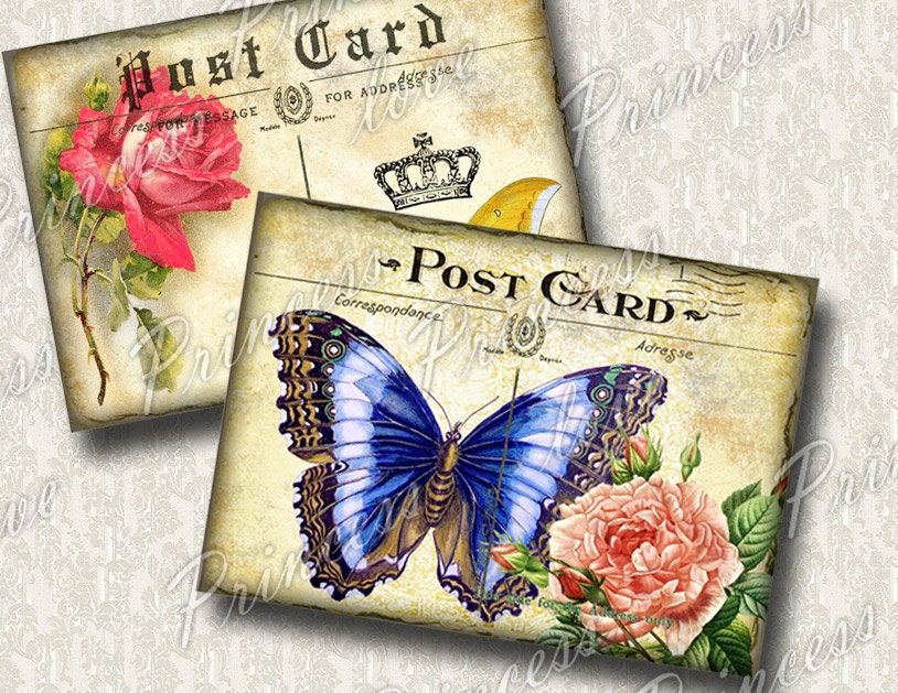Notecards Gift Tags Digital Collage Sheet. Printable Imade. 9202
