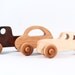 three wooden toy cars - an all natural keepsake gift set for baby and toddler - organically finished hardwood toy truck, racer, and love bug