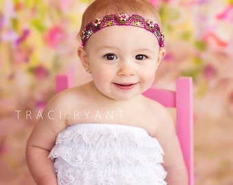 Boho chic halo colorful headband. Infant, toddler, child, adult sizes