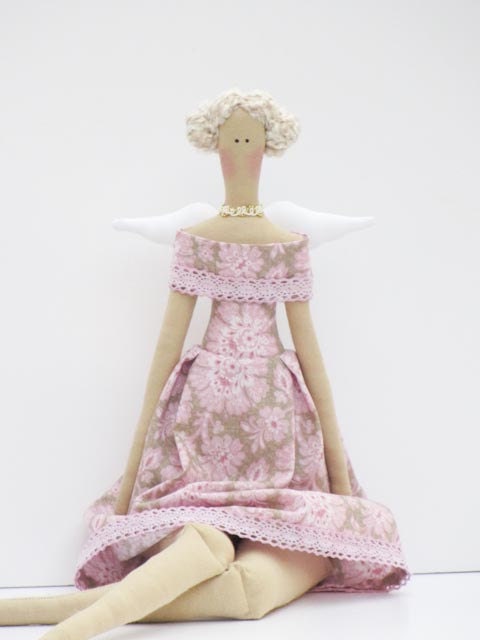 Fabric doll  Angel doll blonde cloth doll art doll stuffed doll rag doll Collectible shabby chic gift for girls - Mothers day gift, birthday