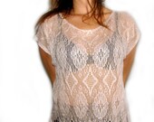 Handmade womens shirt - sheer womens clothing - girls lace shirt - upcycled clothing - tank top - white lace shirt  - blouse