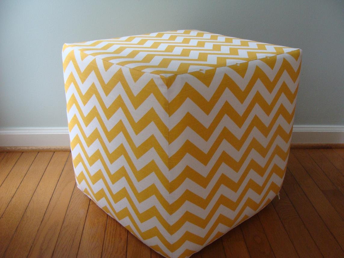 pouf modern floor ottoman/ seating/unique side table one of a kind piece chevron pouf nursery ottoman