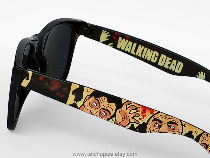 Sunglasses - The Walking Dead Wayfarer sunglasses zombie comic unique hand painted blood splatter Daryl Marle Dixon brothers