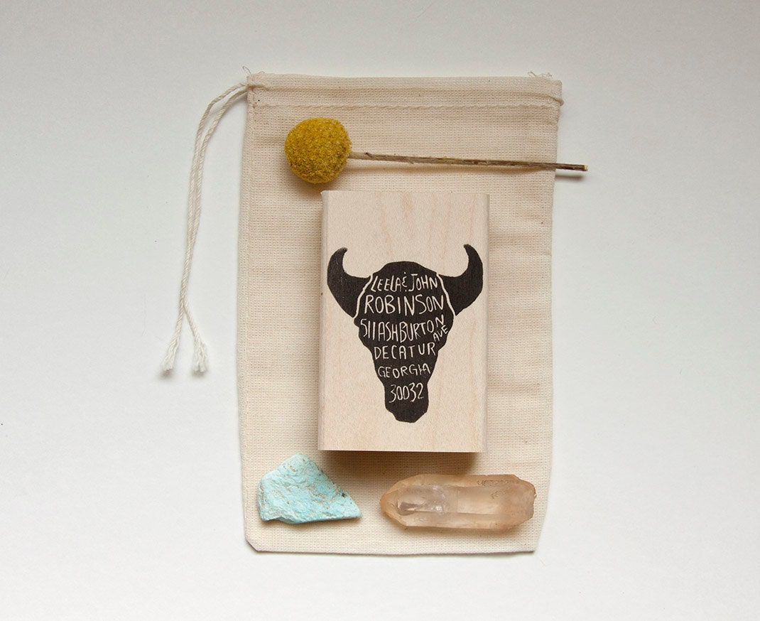 Bull Return Address Stamp, 2x3
