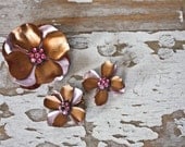 Vintage 1930's Floral Brooch and Earring Set