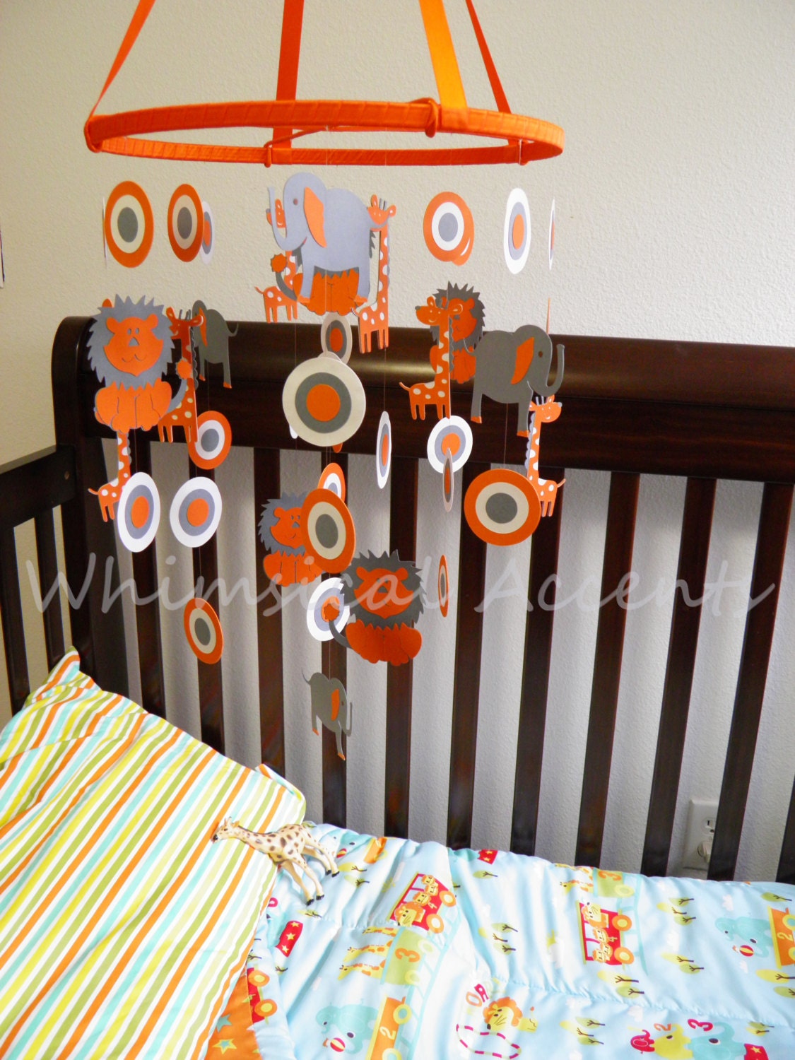 Orange and Gray Animal Friends Baby Paper Mobile