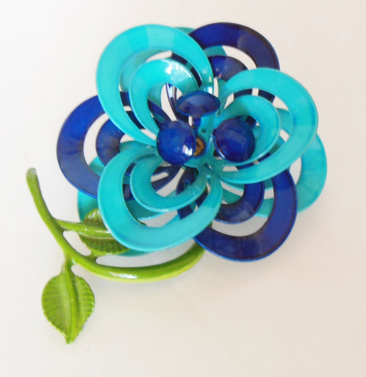Mod Blue Flower Brooch
