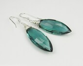 Teal Green Quartz Earrings, Briolette Earrings, Silver Earrings, Marquise Earrings, Dangle Earrings, Gemstone Jewelry, Green Earrings