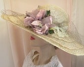 Very large brimmed straw hat for Kentucky Derby or Downton Abbey event