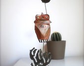 Mid Century Brutalist Hand-Welded Owl Moon Sculpture Jere Evans Style