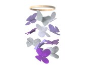 Butterfly Mobile - Purple Lavender Gray White - Baby Crib Mobile - Pretty Nursery Mobile