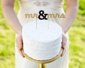 The Classic Wedding Cake Topper - Mr and Mrs - in Gold - Large - Ready to ship