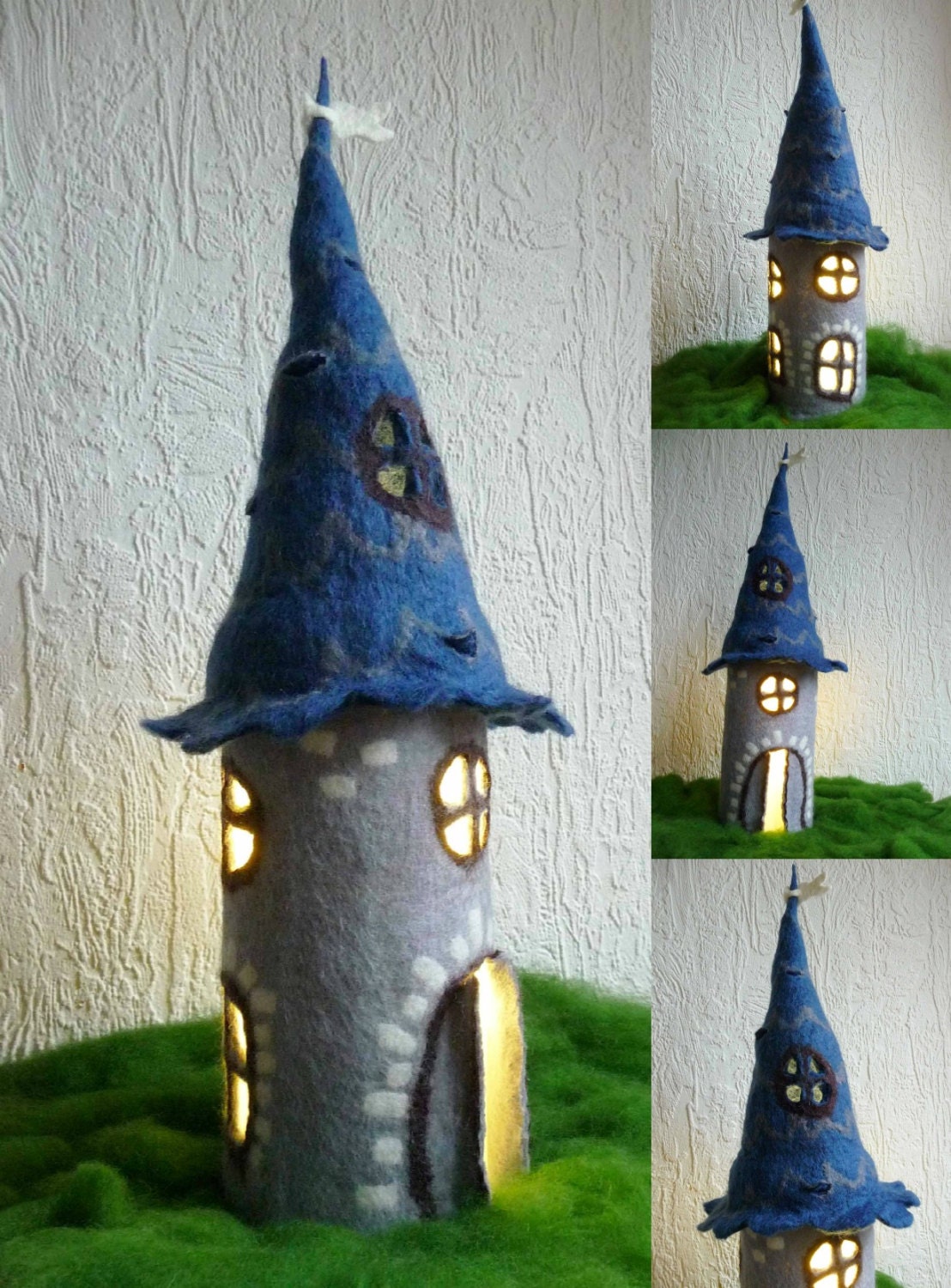 felted fairy lamp, bedside lamp, night light, handmade, wool, felt, fairy light
