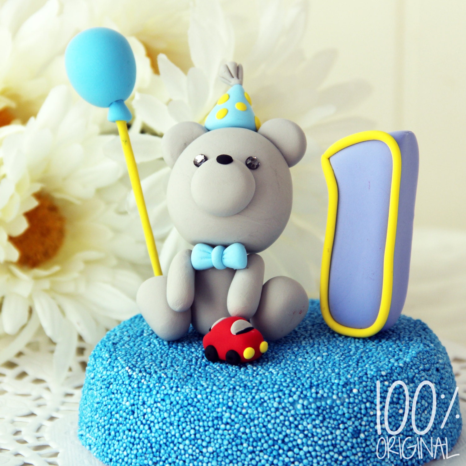 Cute baby bear birthday custom cake topper