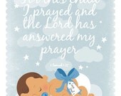 Baby Christening Birth Print. For This Child I Prayed. 1 Samuel 1:27 Scripture Wall Art. Nursery Baby Shower Gift. Hannah's Prayer.