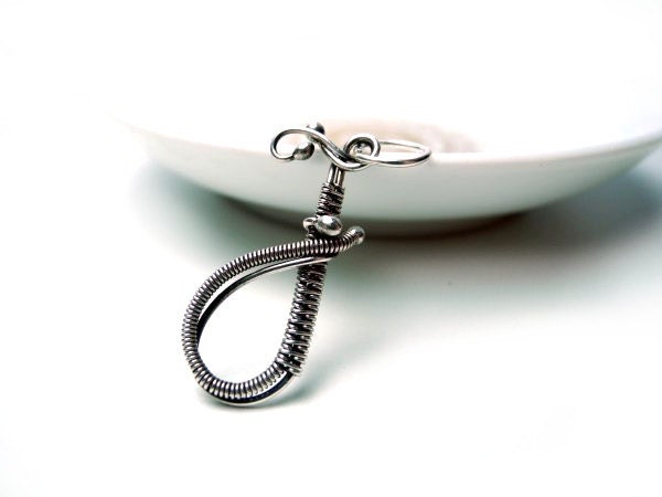 Silver Initial Necklace - Personalized Letter Wire Wrapped - Your Initial Monogram - Custom Personalized Charm Necklace - Made to Order