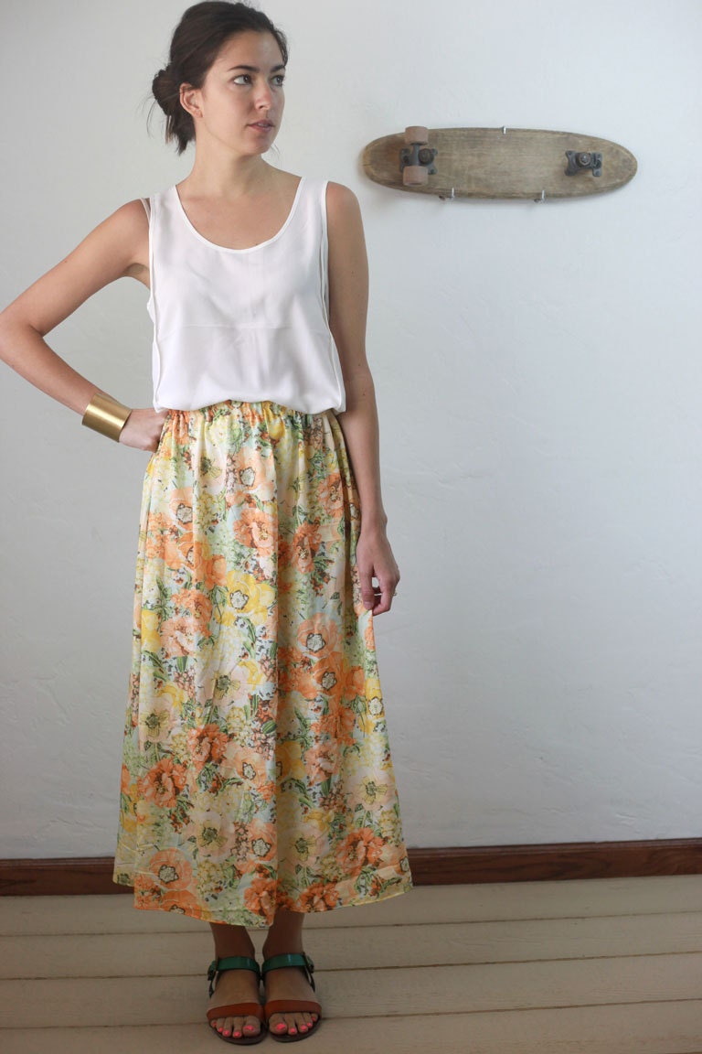 floral print high waisted maxi skirt