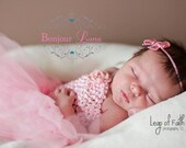 Pink Bow Headband - Sequin Bow - Baby Photo Prop - Infant Headband - Newborn Headband- Skinny Elastic - Baby Headband