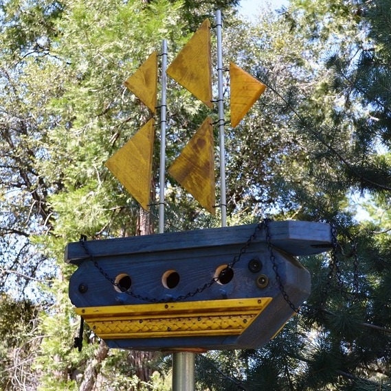 Birdhouse Functional Handmade Wood Decorative Birds Ship Lawn & Garden Yard Art Birdhouses Woodworking Novely Bird House Free Shipping