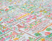 Vintage NEW Cross Stitch Sampler Pattern Full Sized Bed Spread, Use for Fabric, Curtains, Tablecloth, Picnic Blanket, Dress, Couch Cover