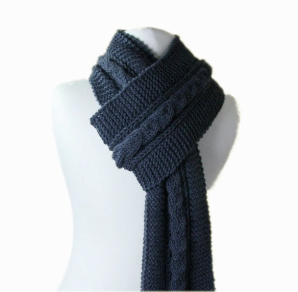 Men's Knit Scarf in  Charcoal Grey - Fall Winter Fashion - Unisex