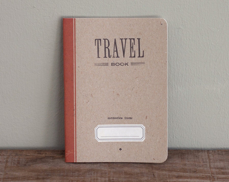 TRAVEL BOOK - ocre - letterpress printed notebook - vintage design